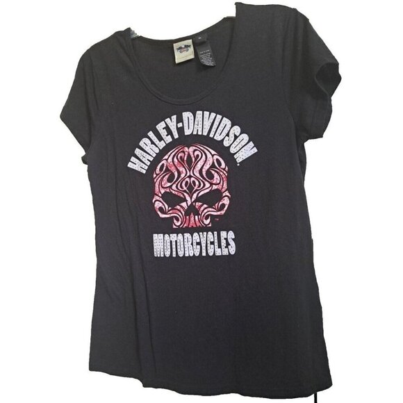 Harley-Davidson Women's Black V-Neck Short Sleeve Tee SEE DESCRIPTION - Picture 1 of 6